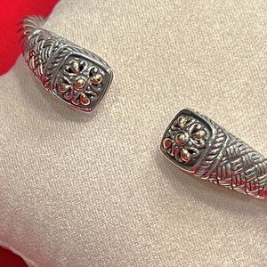 Annika Witt Bali Sterling Silver Hinged Cuff Bracelet w/ 14kt Gold Accents NWT